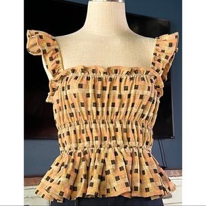 Anthropologie Eva Franco Checked Peplum Tank Top M